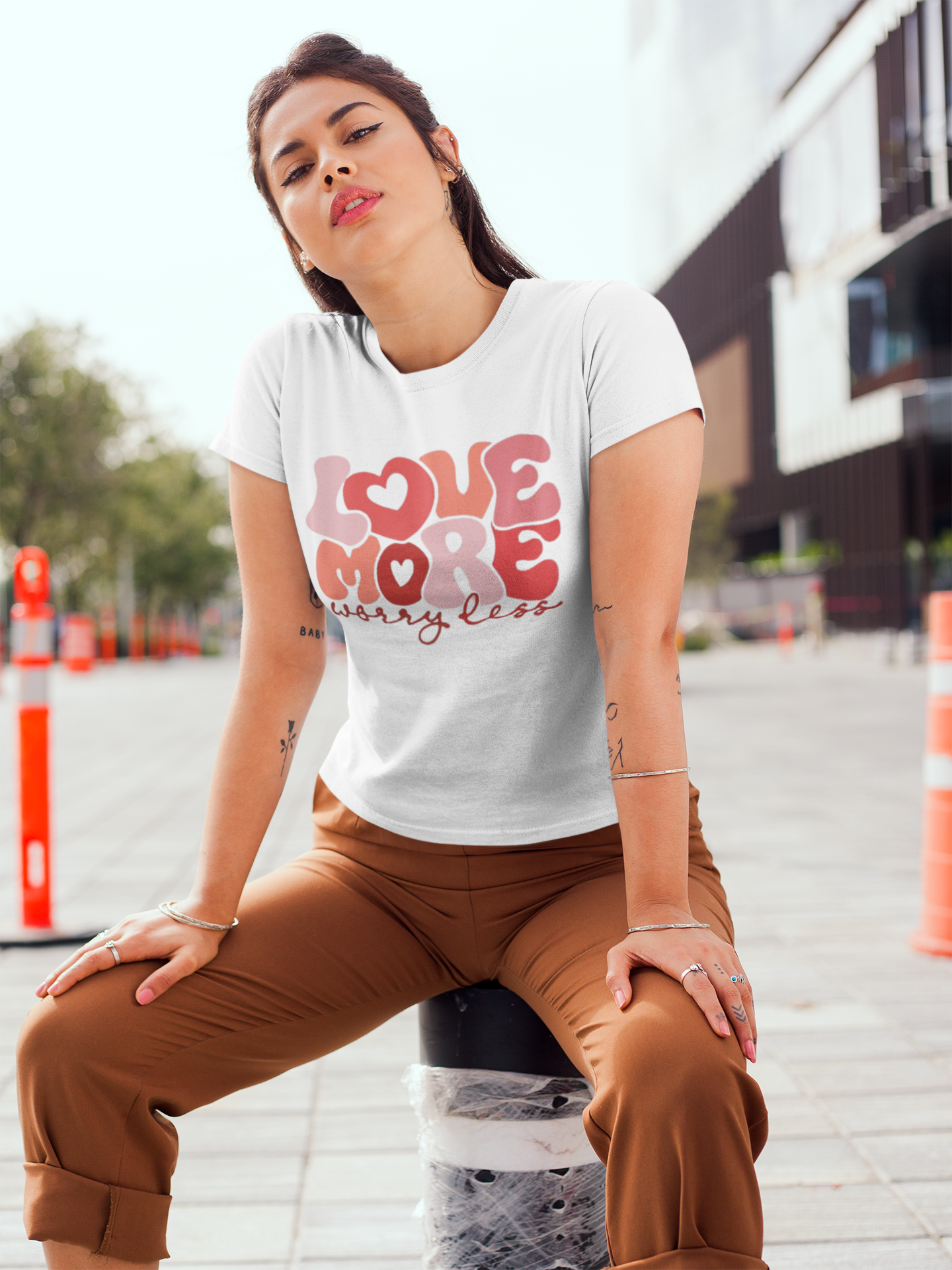 LOVE MORE WORRY LESS || WHITE REGULAR FIT TSHIRT